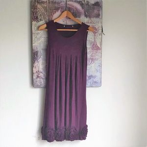 Anthropologie Plum/Burgundy Jersey Rosette Dress